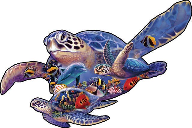 0187 Swimming Lesson (sea turtle shape) SHAPED Puzzle