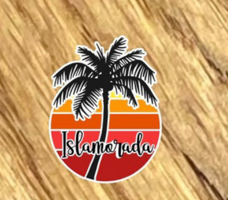 Islamorada florida fl Sticker, palm outline: 2.5"
